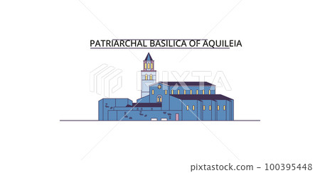 Italy, Aquileia tourism landmarks, vector city travel illustration 100395448