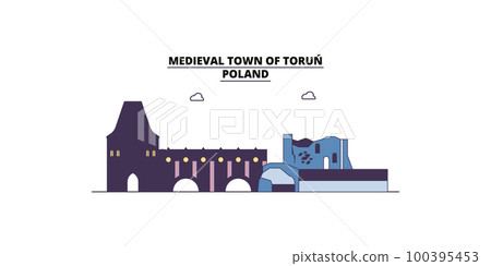 Poland, Torun City tourism landmarks, vector city travel illustration Poland, Torun City tourism landmarks, vector city travel illustration 100395453
