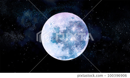 Abstract watercolor night sky with full moon illustration 100396906