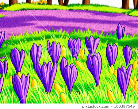Crocus purple flower AI illustration Crocus purple flower AI illustration 100397549