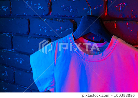 White color unisex t-shirt in neon light White color unisex t-shirt in neon light 100398886