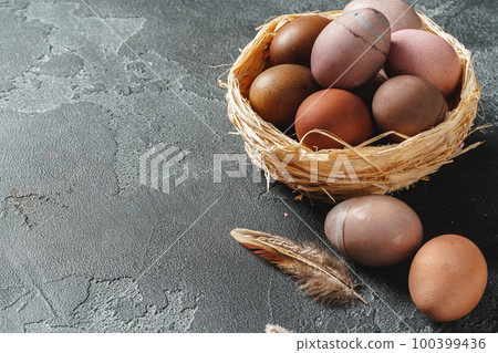 Easter eggs on a dark background Easter eggs on a dark background 100399436