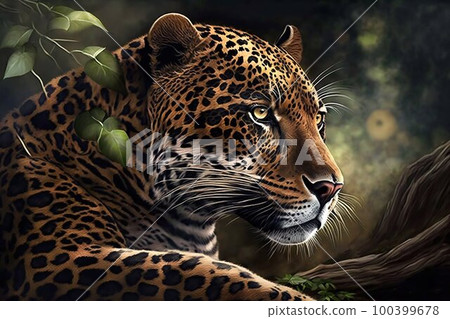Leopard high quality closeup. Generative AI 100399678