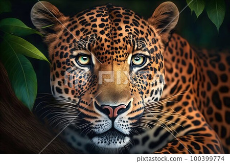 Leopard high quality closeup. Generative AI Leopard high quality closeup. Generative AI 100399774