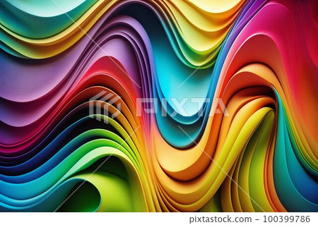 Abstract rainbow colorful smooth wave lines background. Generative AI 100399786
