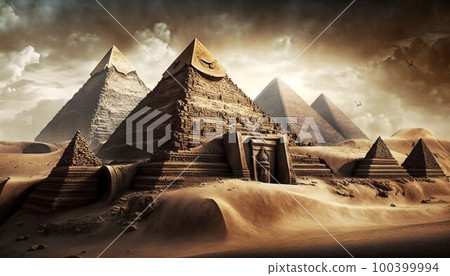 Egyptian pyramids of pharaoh. Generative AI Egyptian pyramids of pharaoh. Generative AI 100399994