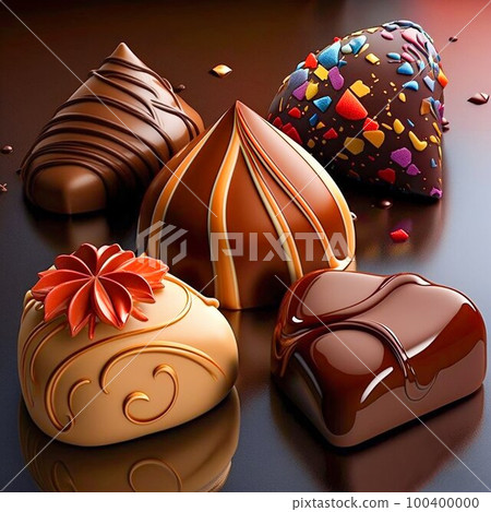 Chocolate sweet candies luxury pralines studio shot. Generative AI Chocolate sweet candies luxury pralines studio shot. Generative AI 100400000