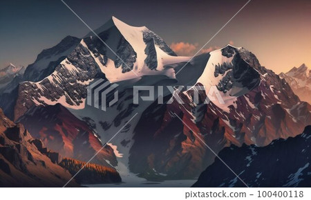 Mountain snow background. Generative AI 100400118