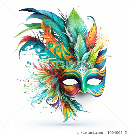 Carnival colorful mask. Generative AI - Stock Illustration