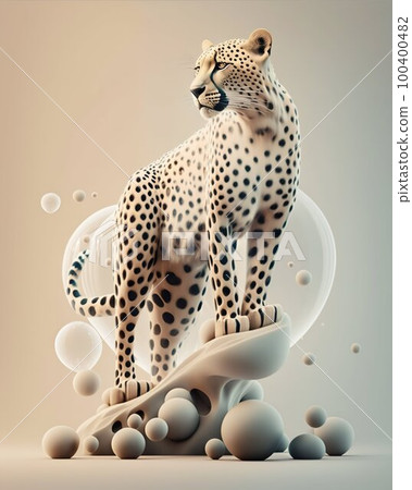 White leopard studio shot. Generative AI White leopard studio shot. Generative AI 100400482