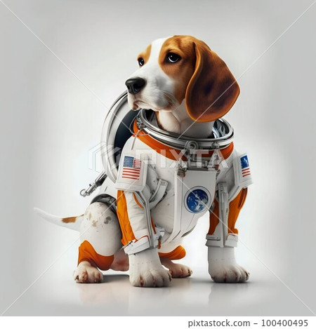 Beagle dog in astronaut suit, white background....-插圖素材 [100400495 ...