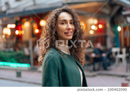 Beautiful girl stands on the street of Istanbul Beautiful girl stands on the street of Istanbul 100402090
