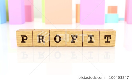Wooden blocks printed with the word PROFIT Wooden blocks printed with the word PROFIT 100403247