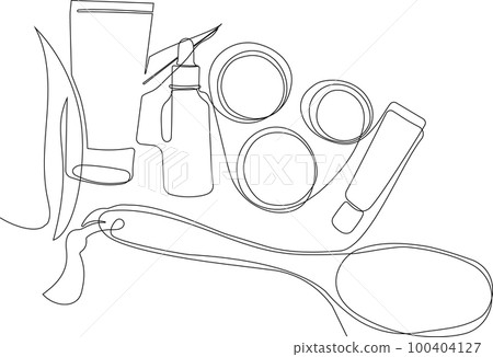 Skin care concept. Landing page template. Morning routine. Bath time. Organic products for scrubbing and body skin care with natural herbal skin care products, top view. Vector illustration Skin care concept. Landing page template. Morning routine. Bath time. Organic products for scrubbing and body skin care with natural herbal skin care products, top view. Vector illustration 100404127