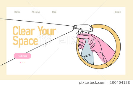 Home cleaning service landing page design concept, illustration of janitors with cleaning tools. Vector illustration Home cleaning service landing page design concept, illustration of janitors with cleaning tools. Vector illustration 100404128
