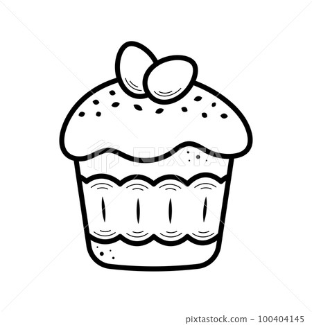 Easter cake. Hand drawn simple icon in sketch style. Isolated vector illustration in doodle line style. Easter cake. Hand drawn simple icon in sketch style. Isolated vector illustration in doodle line style. 100404145