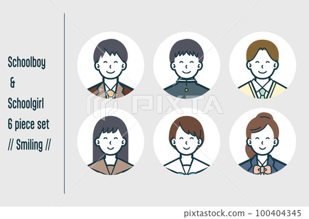 Smiling male and female students 6-piece set no.1 - Stock Illustration ...