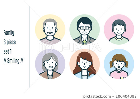 6-piece set no.1 of three generations of a smiling family 100404392
