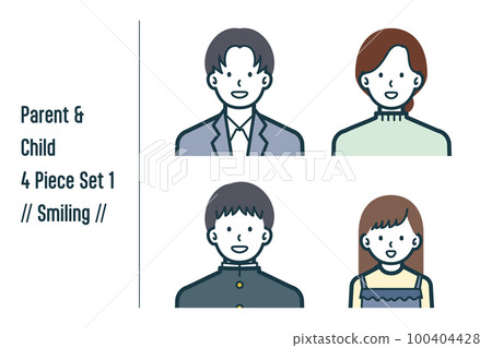Smiling parent and child 4-piece set no.1 100404428
