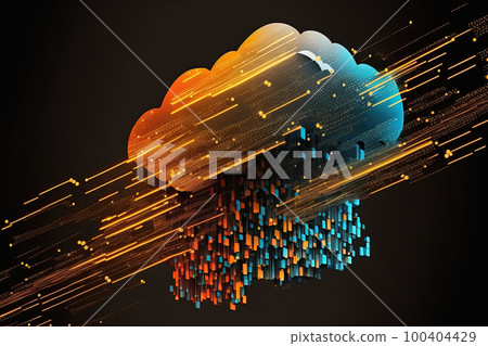 Data cloud with trading business chart. Safety, encryption, privacy, digital cybersecurity. Financial stock market graph on technology abstract neon background. AI 100404429