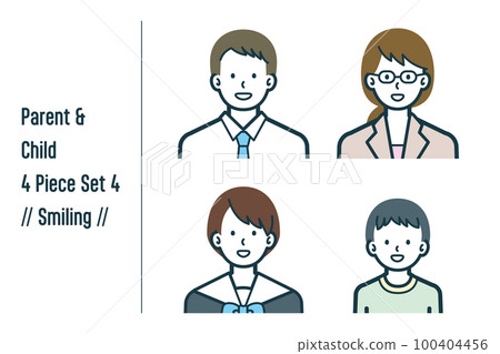 Smiling parent and child 4-piece set no.4 100404456