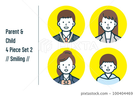 Smiling parent and child 4-piece set no.2 100404469