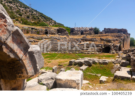 Ruins of theatre in Limyra, Antalya Province, Turkey 100405239