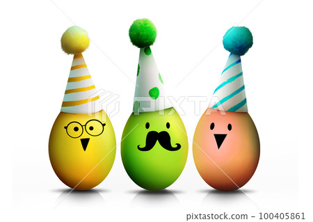 Beautiful Easter background with colorful Easter eggs 100405861