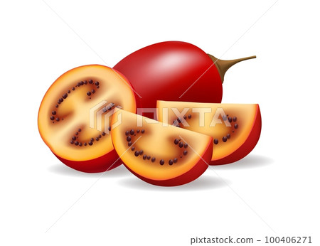 Realistic cutted tamarillo Realistic cutted tamarillo 100406271