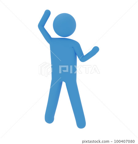 Pictogram blue pose 3DCG illustration Pictogram blue pose 3DCG illustration 100407080