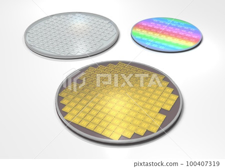 功率半導體、氮化鎵半導體、氧化鎵半導體、矽基板、晶圓（3DCG圖像） 100407319