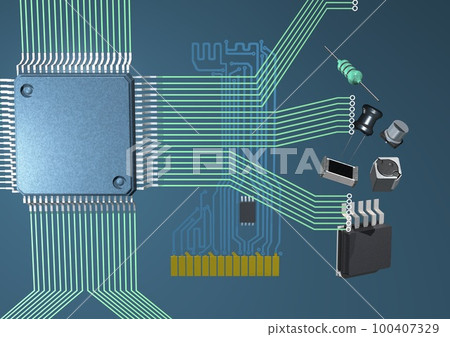 State-of-the-art image of technology, electronic equipment, precision equipment, computers, circuits, parts, etc. (3DCG) 100407329