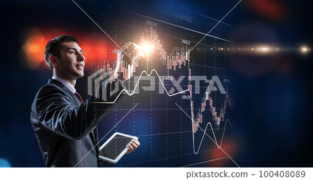 Business graph and trade monitor 100408089