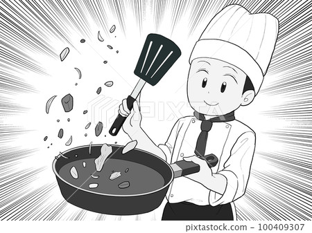 烹飪灰色濃度線的廚師 100409307