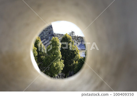 I could see the stone wall through the gap between the guns 100409350