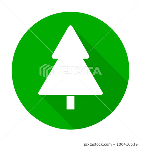 帶陰影的圓樹圖標。向量。 100410539