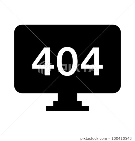 404 錯誤計算機剪影圖標。向量。 100410543