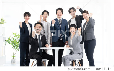 Easy-to-use group photo with multiple business images, fist pump, motivation 100411218