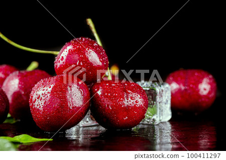 Fresh ripe cherries for background 100411297