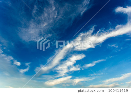 colorful dramatic sky with cloud at sunset. 100411419