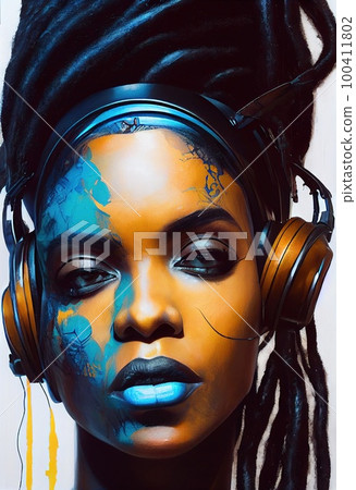 Abstract portrait of a beautiful fantasy girl. Fashionable cute woman. Creative beautiful girl. Generative AI Art. 100411802