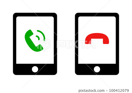傳入和拒絕智能手機圖標集。向量。 100412079