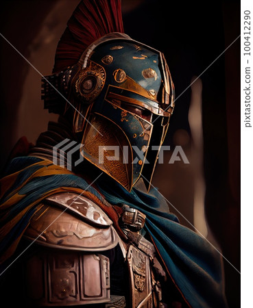 Medieval formidable knight prepare for historical battle. A historical medieval concept. Generative AI Art. 100412290