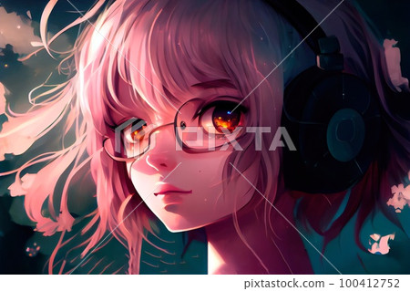 Portrt of a cute teenage girl. An artistic abstract fantasy. Concept of a modern child. Generative AI Art. 100412752