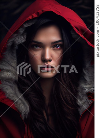 Abstract portrt of a beautiful fantasy girl. Fashionable cute woman. Creative beautiful girl. Generative AI Art. 100412758