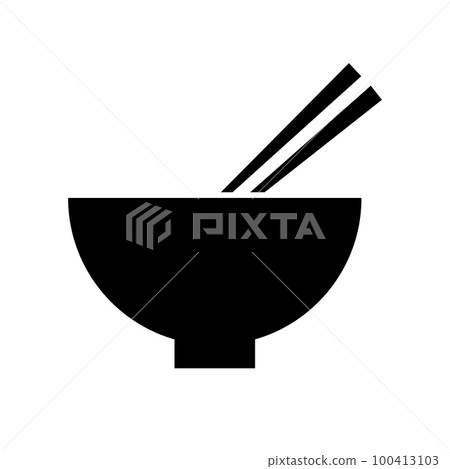 Bowl and chopsticks silhouette icon. vector. Bowl and chopsticks silhouette icon. vector. 100413103