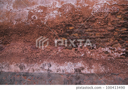 Old red brick wall texture background. Grunge cement surface 100413490