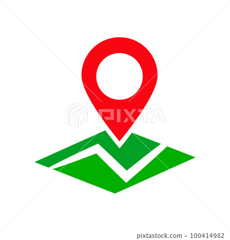 現代地圖和地圖圖釘圖標。地理位置或位置。目的地。向量。 100414982