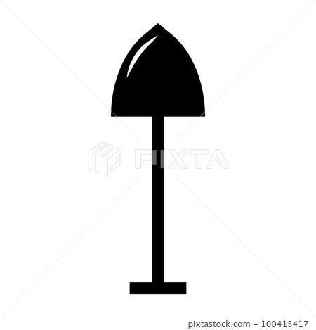 鏟剪影圖標。挖沙子的工具。向量。 100415417