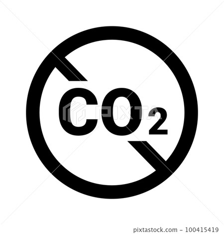 CO2 禁令標誌。二氧化碳減排。向量。 100415419